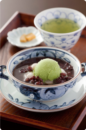 抹茶アイスクリームぜんざい写真